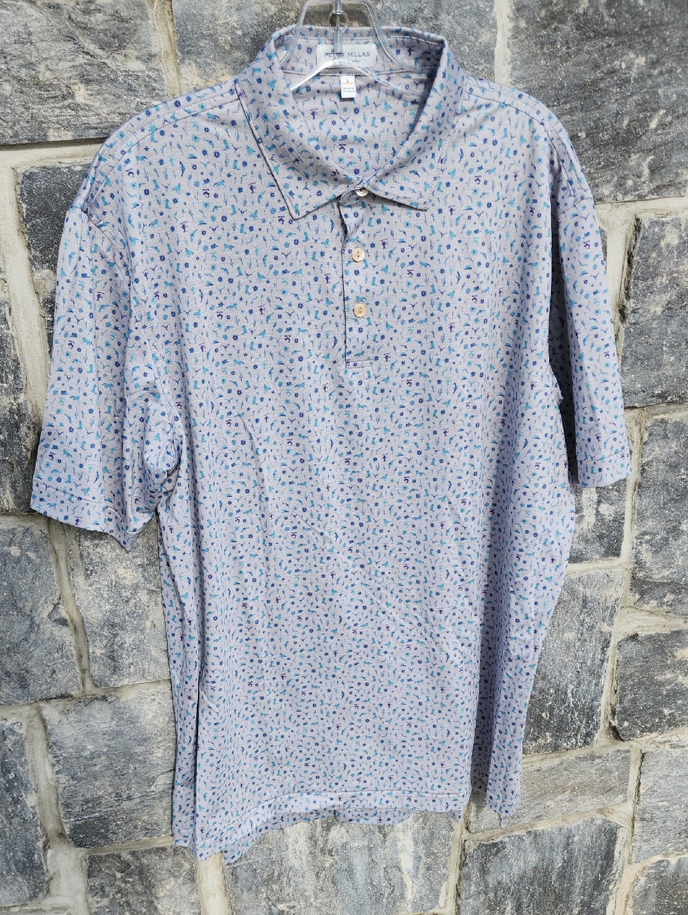 Peter Millar Summer Comfort Polo Shirt Wild West Print Size Large
